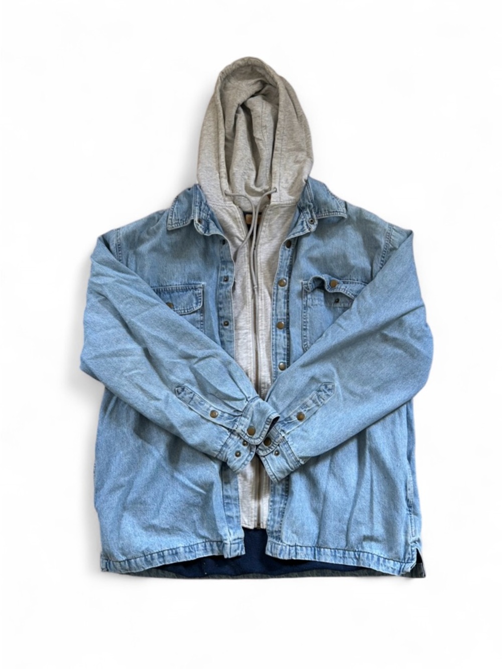 Vintage faded glory trucker style denim jacket grey sweatshirt coat